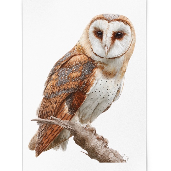 Watercolor Barn Owl Portrait Wall Art Print, Unframed - Mystical Woodland - Picture 2 of 6
